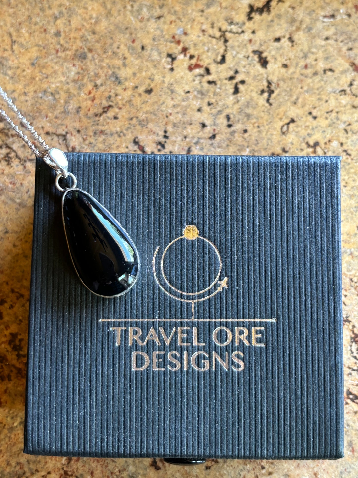 Mexican Black Obsidian and Sterling Necklace