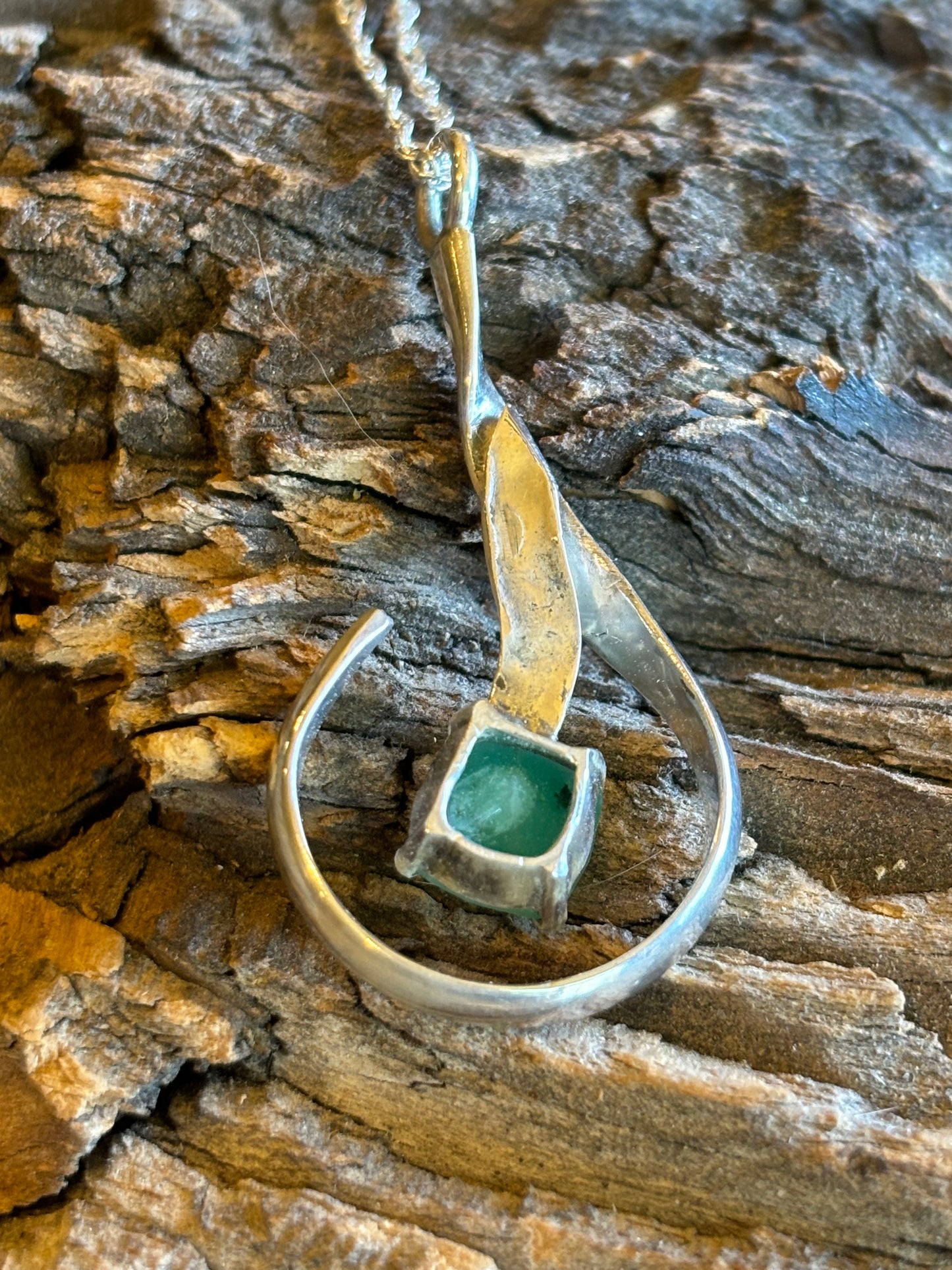 Natural Ethiopian Emerald and Sterling Necklace