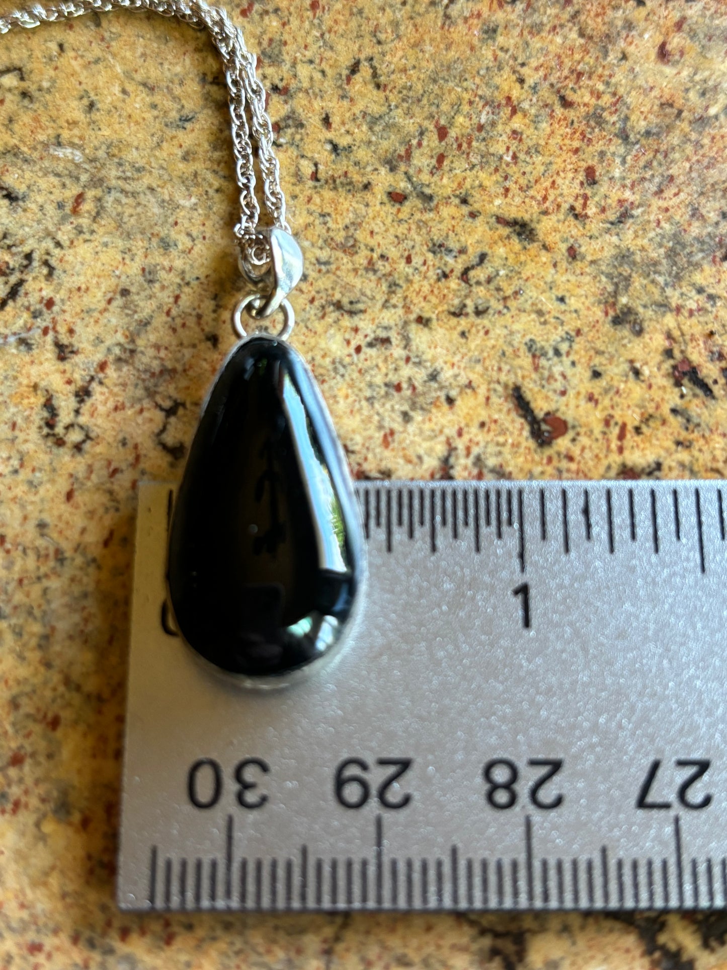 Mexican Black Obsidian and Sterling Necklace