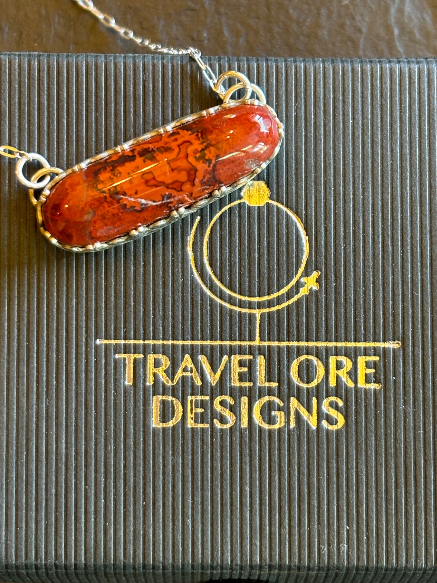 Cinnabar Jasper and Sterling Necklace