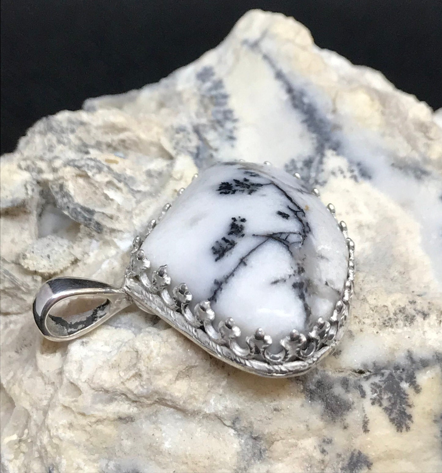 Oregon Amethyst Sage Agate and Silver Pendant