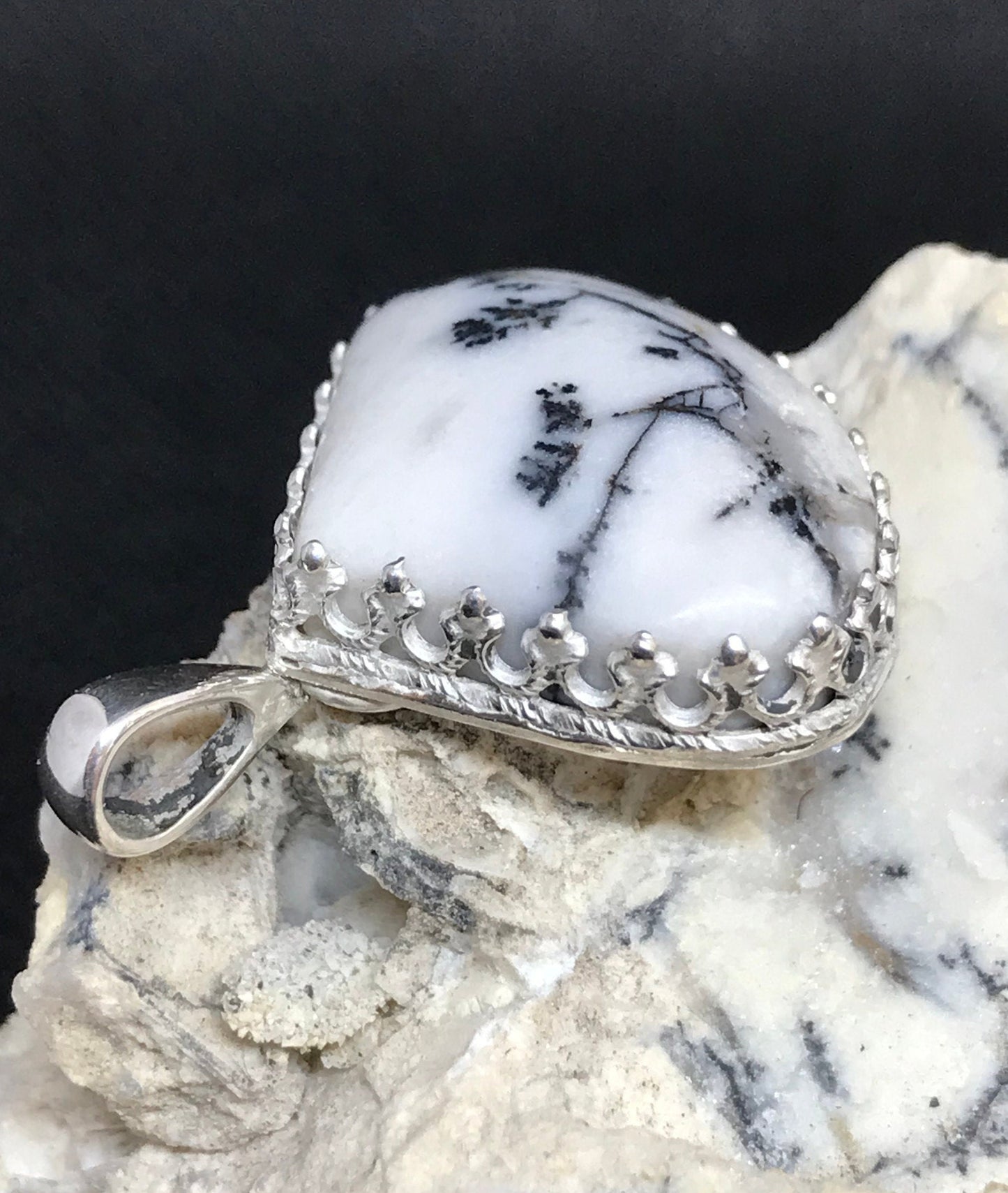 Oregon Amethyst Sage Agate and Silver Pendant