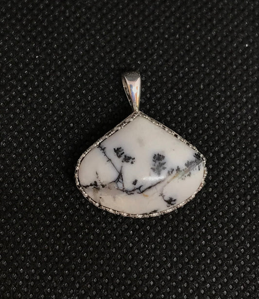 Oregon Amethyst Sage Agate and Silver Pendant